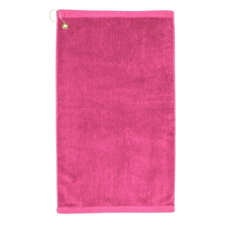 Premium 16 Inch X 26 Inch Velour Golf Towel With Corner Hook &Grommet Placement-Hot Pink